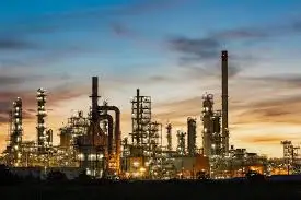 Oil refinery in background