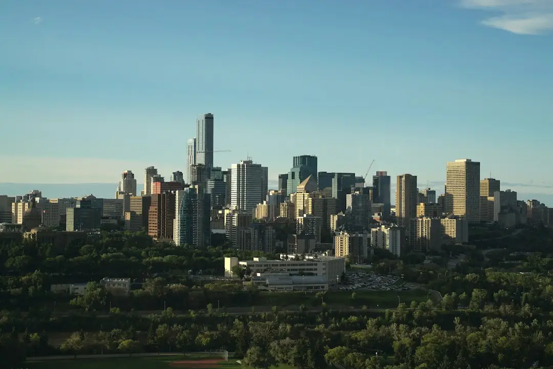 Edmonton skyline beside the river valley
